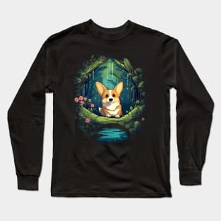 Corgi In The Forest Long Sleeve T-Shirt